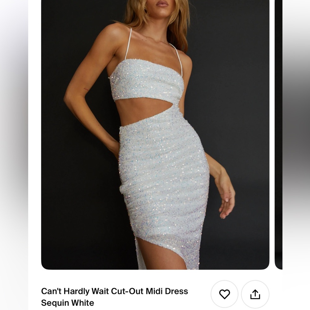 Selfie Leslie Sparkling White Cut-Out Midi Dress